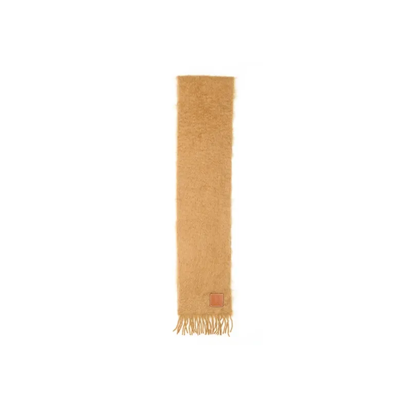 LOEWE Logo Patch Fringed Scarf-2