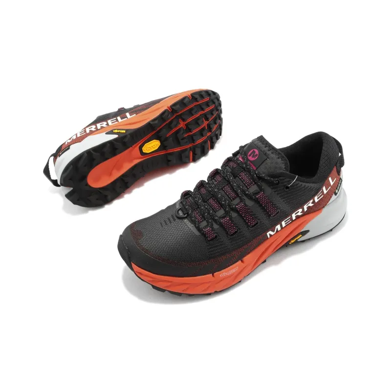MERRELL Agility Peak 4 GTX Wear-Resistant Breathable Cushioning Low-Top Running Shoes Women's Black Orange-4
