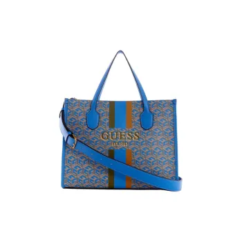 GUESS Artificial Leather Tote Bag Shopping Bag Shoulder Bag Crossbody Bag Handbag Women's Blue
