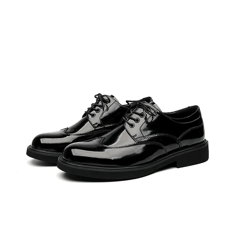 GZZ Dress Shoes Men Low Top Black-2