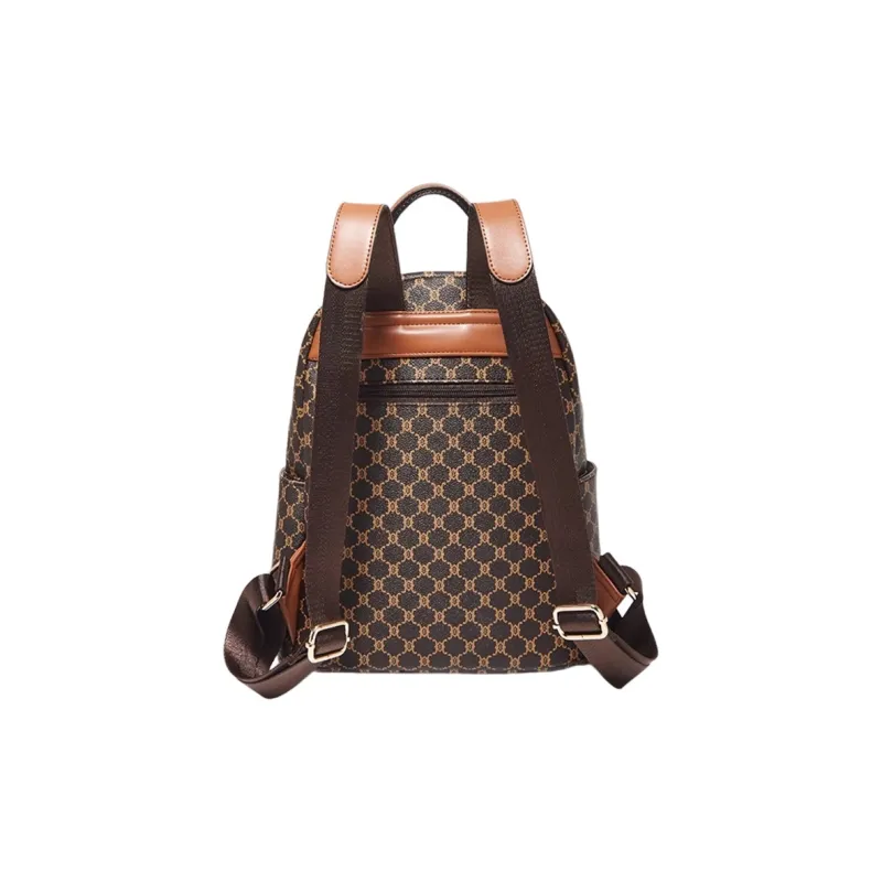 Marino Orlandi Classic Premium Monogram PVC Backpack Regular Unisex Khaki & Coffee-3