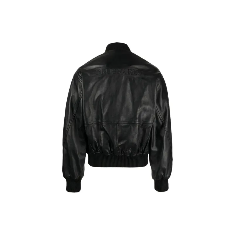 TRUSSARDI Logo-embossed Leather Bomber Jacket-1