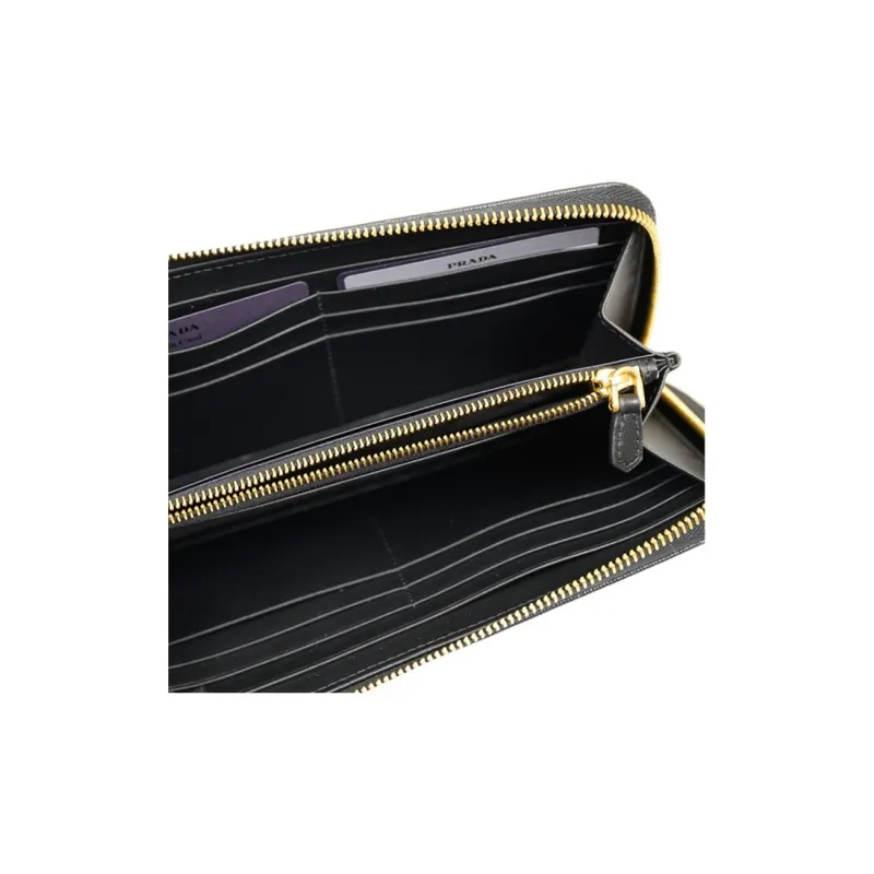 PRADA Cow Leather Wallet Tubas Women's Black-4