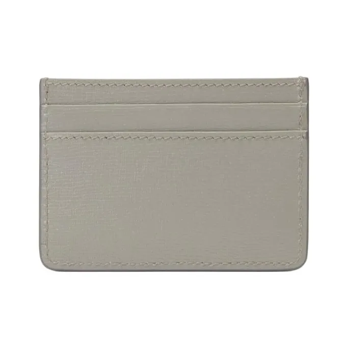 GUCCI Leather Card Holder Women's Light Gray-2