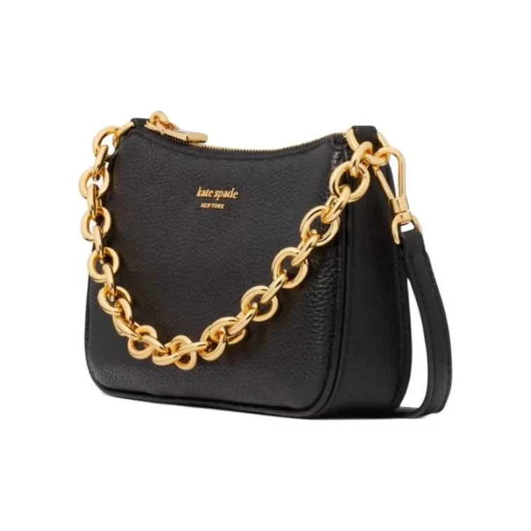Kate Spade Litchi Grain Leather Handbag Shoulder Bag Crossbody Bag Small Size Women's Black-1
