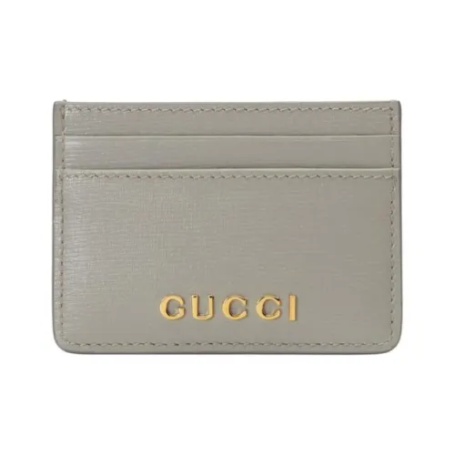 GUCCI Leather Card Holder Women's Light Gray