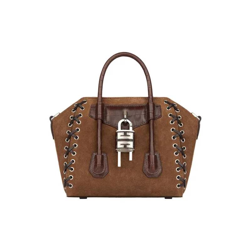 GIVENCHY Antigona Suede Shoulder Bag Crossbody Bag Handbag Mini Women's Cinnamon-0