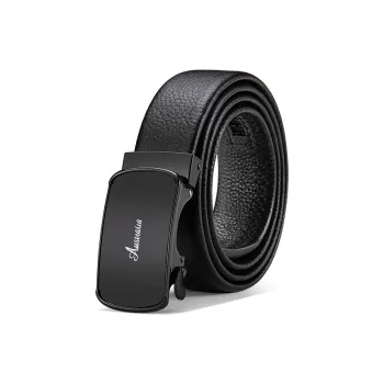 AUGTARLION Luxe Mirror Finish Automatic Buckle Business Formal Versatile Premium Cow Leather Belts Men's Black 3.5cm