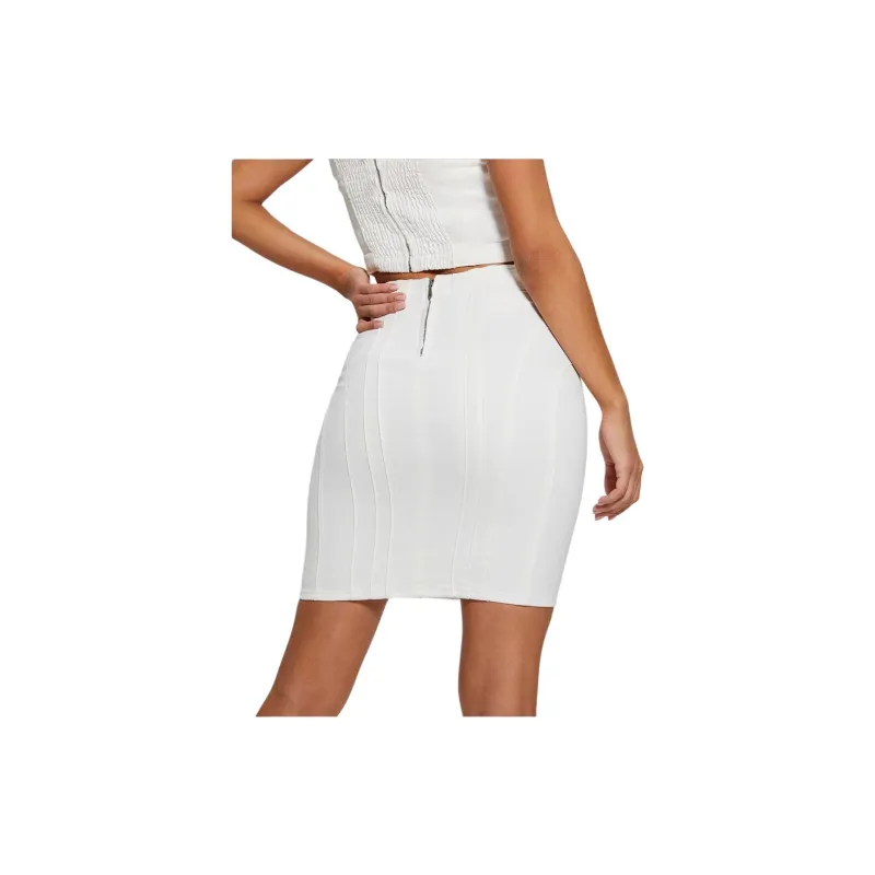 GUESS Eco Cecila Lace-Up Denim Skirt Denim Short Skirts Women's White-1