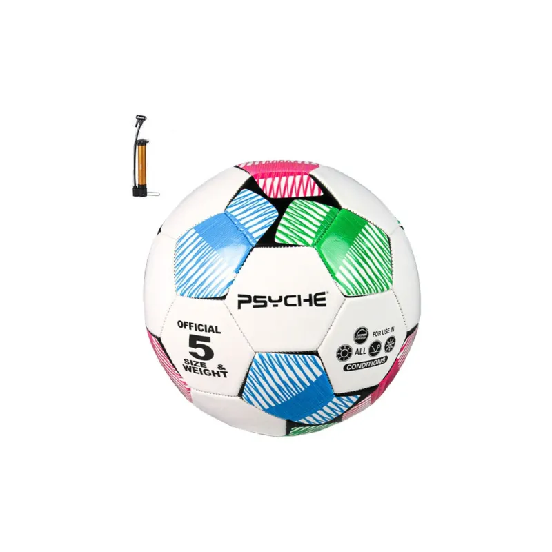 PSYCHE Size 5 Soccer PVC Machine Stitched Soccer Ball Unisex Green White-0
