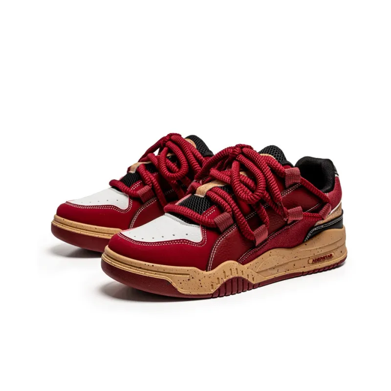 ADERSTAR Dreadlocks Model Low-Top Skateboard Shoes Unisex Burgundy-1