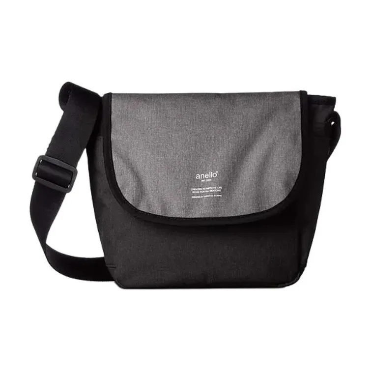 Anello Polyester One Shoulder Handbag Crossbody Bag Men's Black & Gray-0