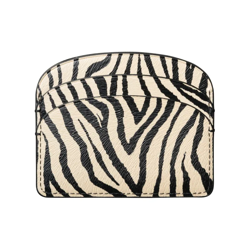 A.P.C Cow Leather Card Holder Women's Black & Beige-2