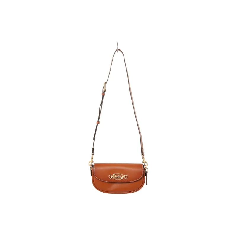 COACH Harley Cow Leather Saddle Bag Handbag Shoulder Bag Women's Brown-6