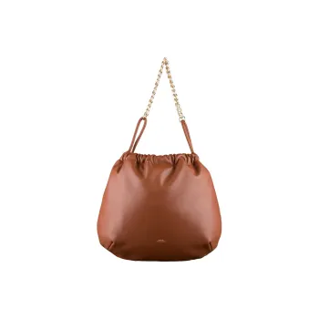 A.P.C Polyurethane And Polyester Blend Drawstring Bag One Shoulder Handbag Women's Nut Brown