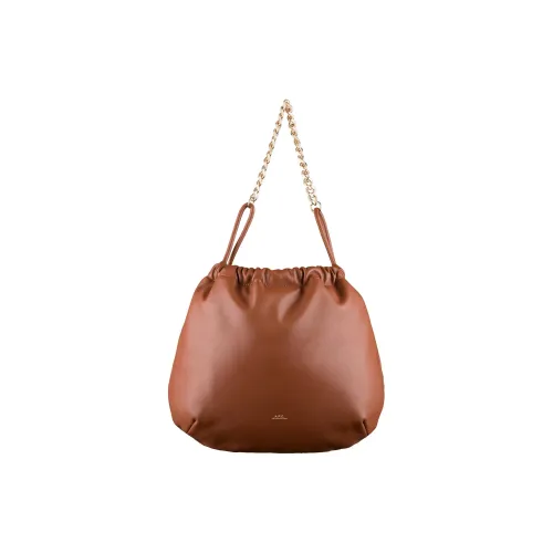 A.P.C Polyurethane And Polyester Blend Drawstring Bag One Shoulder Handbag Women's Nut Brown