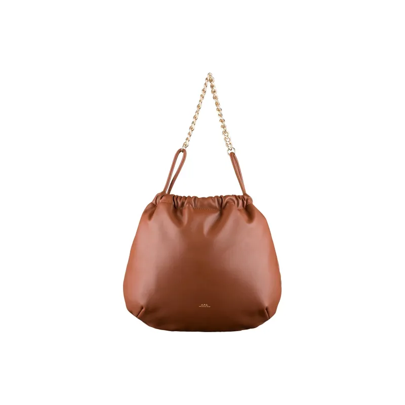 A.P.C Polyurethane And Polyester Blend Drawstring Bag One Shoulder Handbag Women's Nut Brown-0