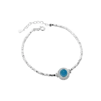 Happy Tide S925 Sterling Silver Aquamarine Bracelets Women's