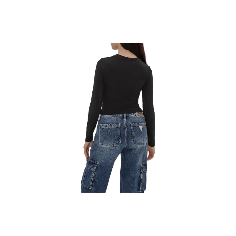GUESS Originals Eco Oval Logo Top T Shirt Women's Black-1