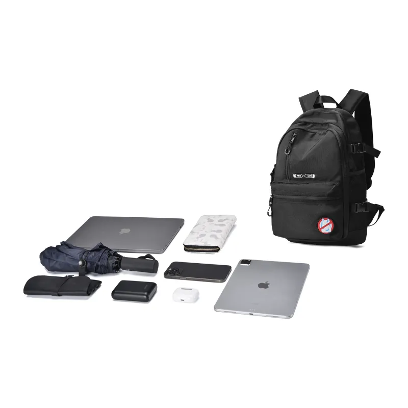 FINITE LOOP Recycled Polyester Backpack Laptop Backpack Regular Unisex Black-5
