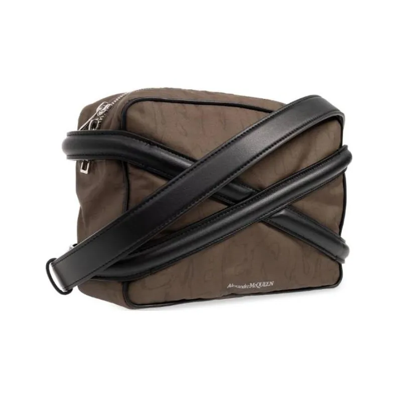 Alexander McQueen Fabric With Calfskin Camera Bags Crossbody Bag Shoulder Bag Men's Brown-1