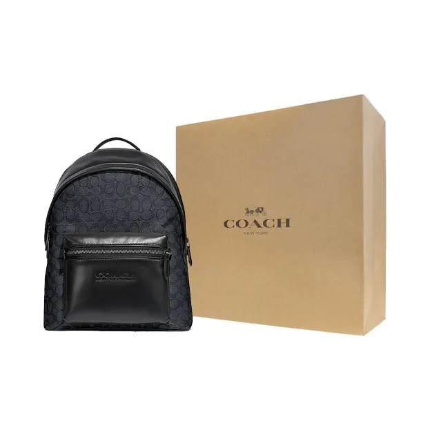 COACH Charter Coated Canvas With Calfskin Backpack Tubas Men's Black Monogram-4