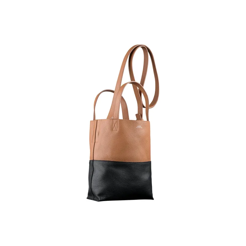 A.P.C Cow Leather Tote Bag, Shopping Bag, Shoulder Bag, Crossbody Bag, Handbag Trumpets Men's Beige & Black-1