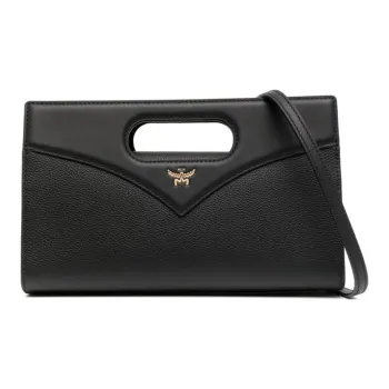 MCM Napa Calf Leather Tote Bag, Shopping Bag, Shoulder Bag, Crossbody Bag, Handbag Small Size Women's Black