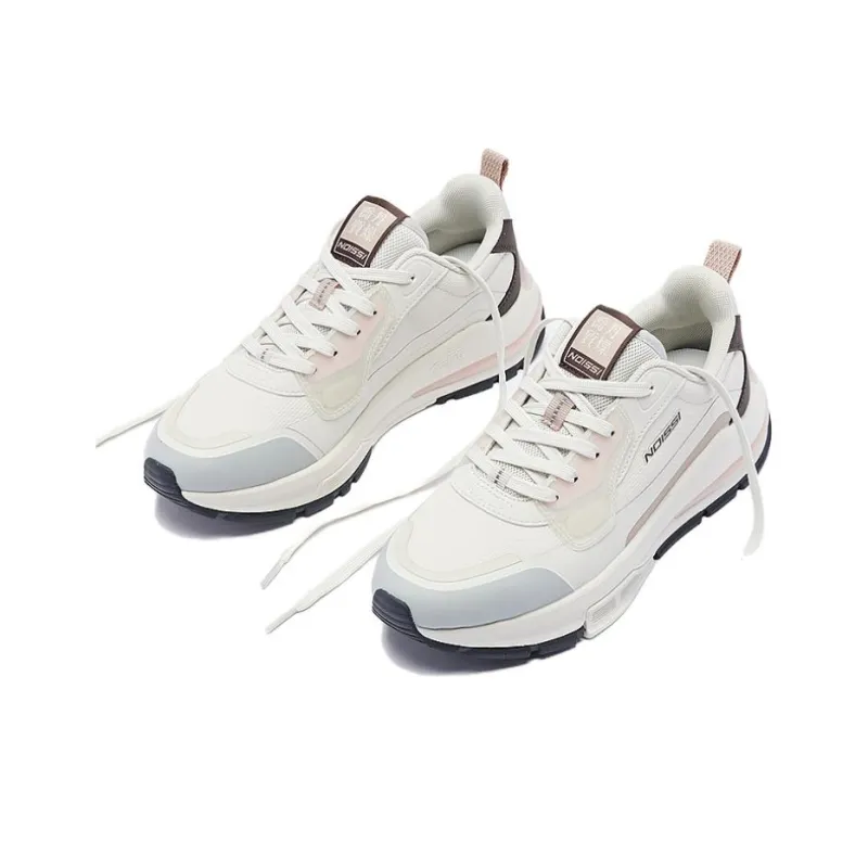 QIAODAN Cushioned Wear Resistant Height Increasing Low Top Casual Shoes Women's Gray Pink-2
