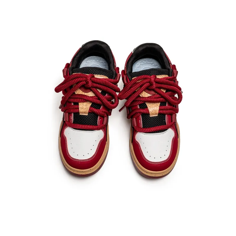 ADERSTAR Dreadlocks Model Low-Top Skateboard Shoes Unisex Burgundy-3