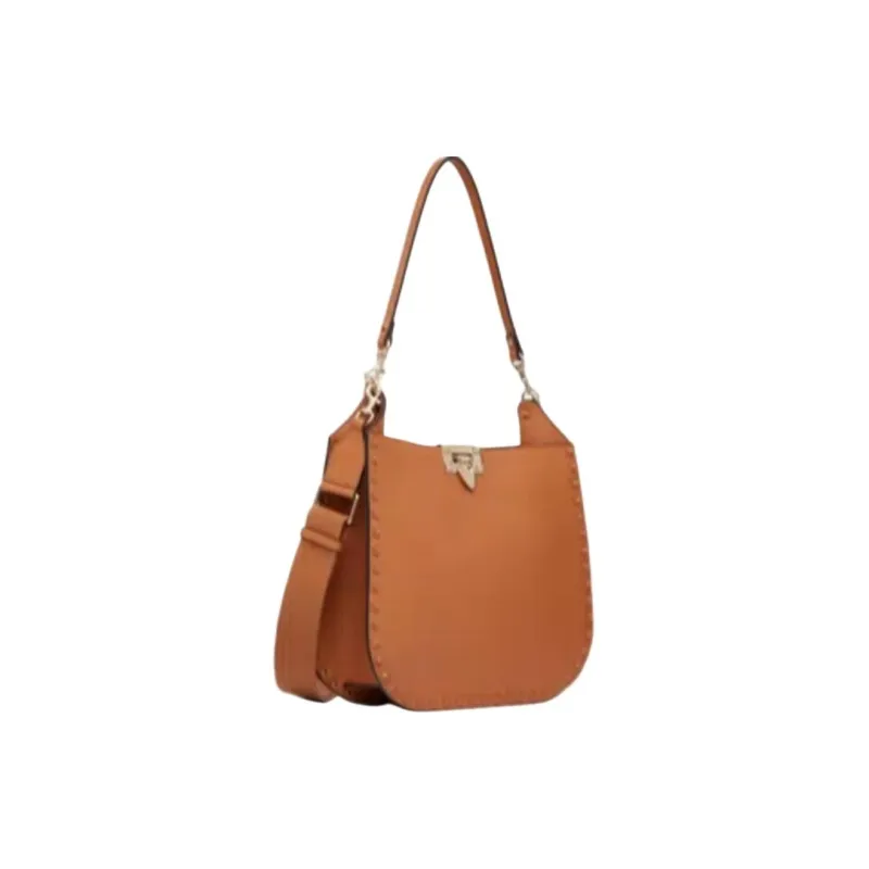 Valentino ROCKSTUD Calfskin Shoulder Bag Women's Almond-1