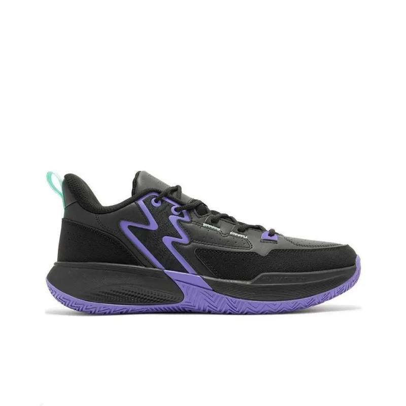 361° Cushioned Slip Resistant Low Top Basketball Shoes Men's Black Purple-1
