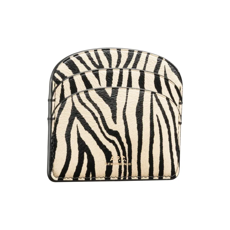 A.P.C Cow Leather Card Holder Women's Black & Beige-1