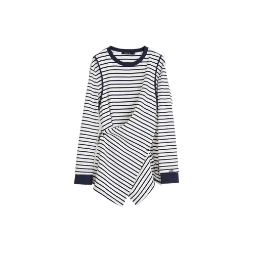 ELLE T-Shirts Women's Navy Blue Stripes