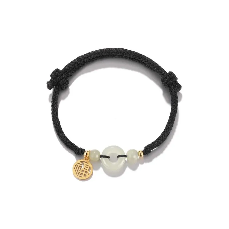 Artisan Lock Heart Jade Hetian Jade Bracelets Unisex Pale Greenish White Jade-0