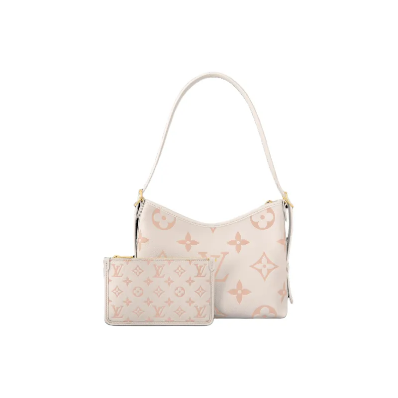 LOUIS VUITTON Embossed Grain Leather Shopping Bag, Handbag, Shoulder Bag Trumpets Women's Latte White & Pink-2