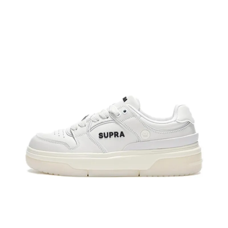SUPRA 23FW Cushioning Wear-Resistant Low-Top Skateboard Shoes Unisex White-0