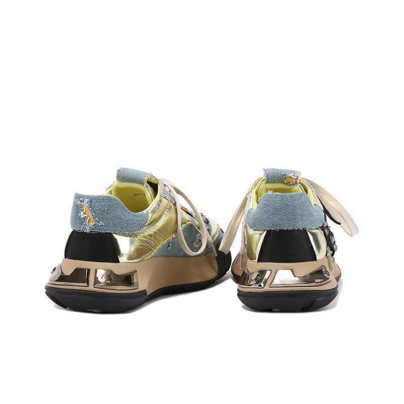 BELLALILY Slip Resistant Lightweight Height Increasing Low Top Chunky Sneakers Women's-10