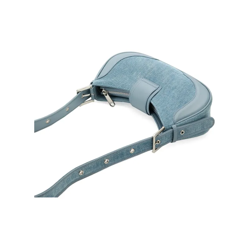 Simedin Denim Shoulder Bag Small Size Women's Blue-3