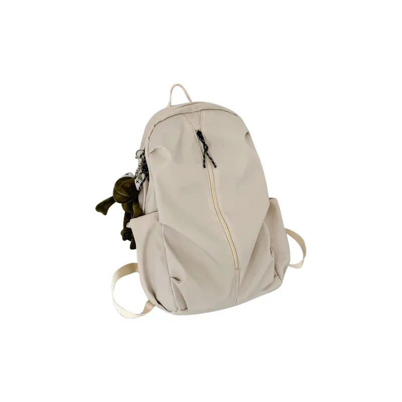 TANGCOOL Nylon Backpack Medium Size Unisex Khaki Gray Beige Black-7