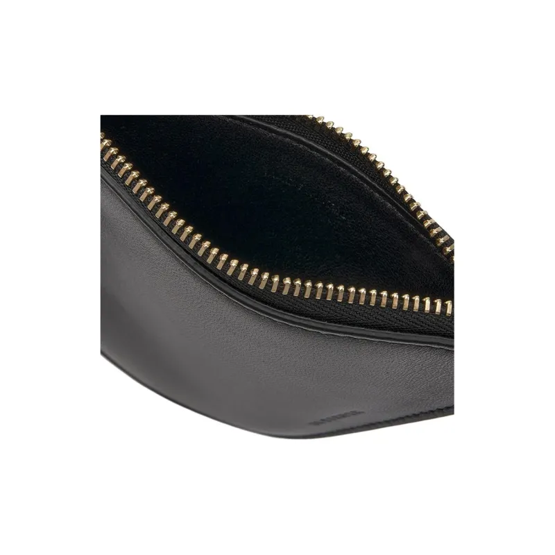 JIL SANDER Leather Heart Shaped Bag Clutch Wallet Women's Black-3