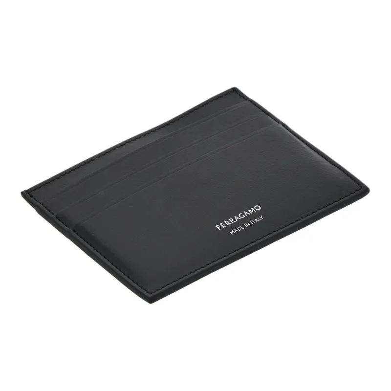 FERRAGAMO Calfskin Card Holder Men's Black-2