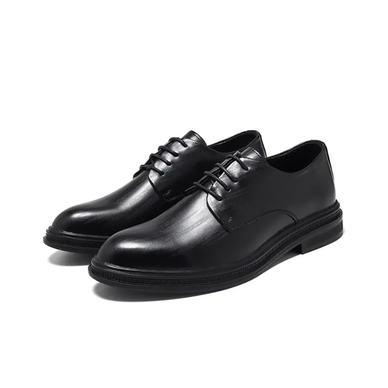 GZZ Dress Shoes Men Low Top Black-16