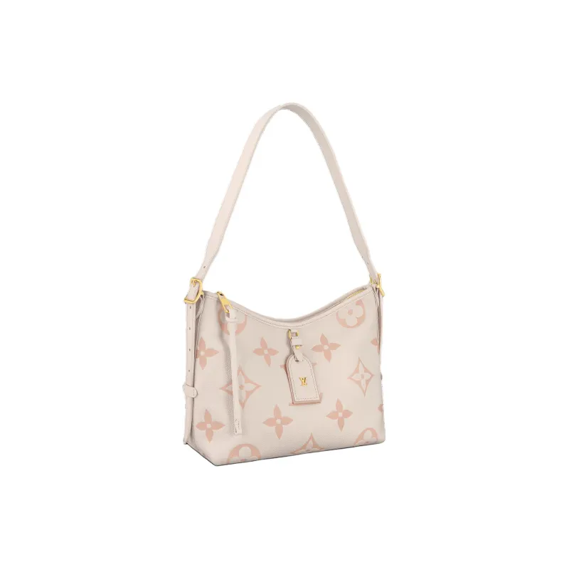 LOUIS VUITTON Embossed Grain Leather Shopping Bag, Handbag, Shoulder Bag Trumpets Women's Latte White & Pink-1