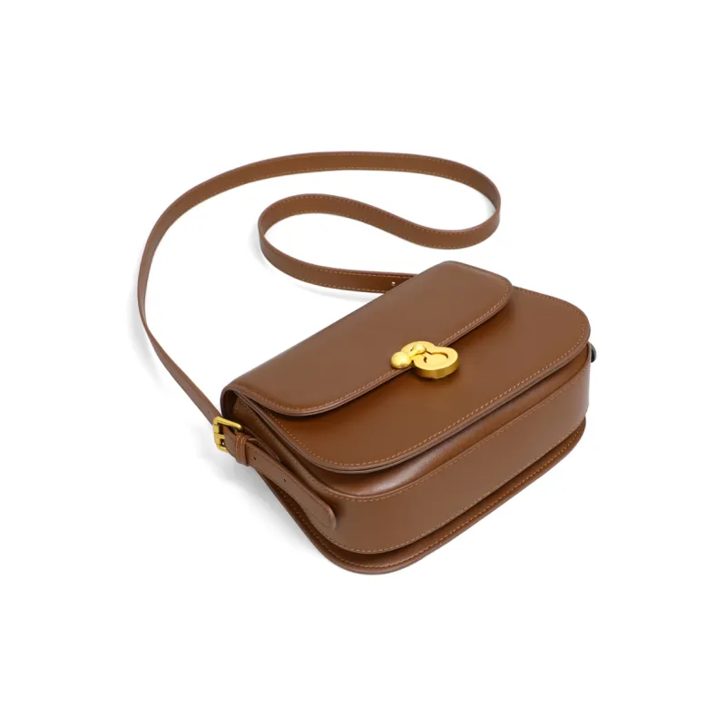 COMELY Cow Leather Bonded Synthetic Leather Small Square Bag Shoulder Bag Crossbody Bag Small Size Women's Coffee-2