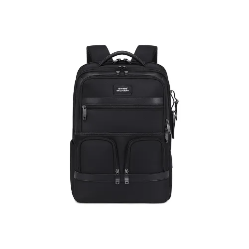 SWISS MILITARY Microfiber Backpack Medium Size Unisex Black