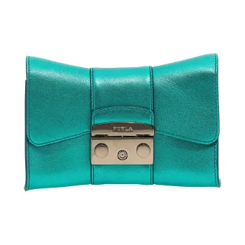 Furla Metropolis Collection Leather Shoulder Bag Crossbody Bag Mini Women's Green