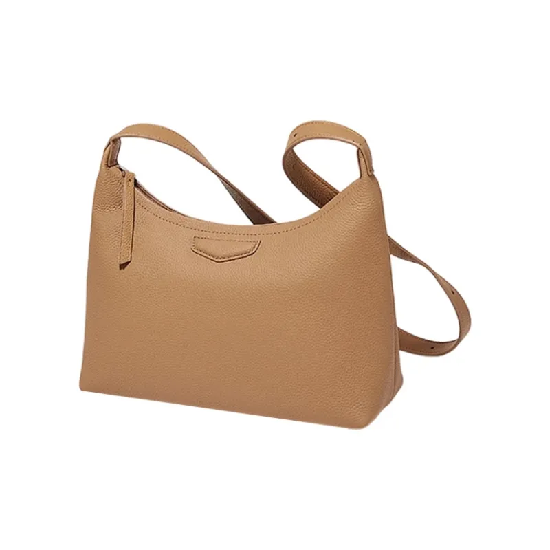 Marino Orlandi Cow Leather Crescent Bag Shoulder Bag Handbag Large Size Women's Brown/Black/White-5