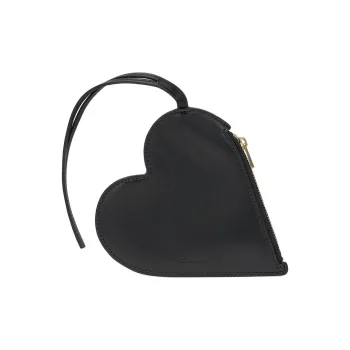 JIL SANDER Leather Heart-Shaped Bag Clutch Wallet Women's Black