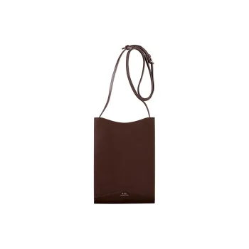 A.P.C Cow Leather Crossbody Bag Shoulder Bag Men's Coffee